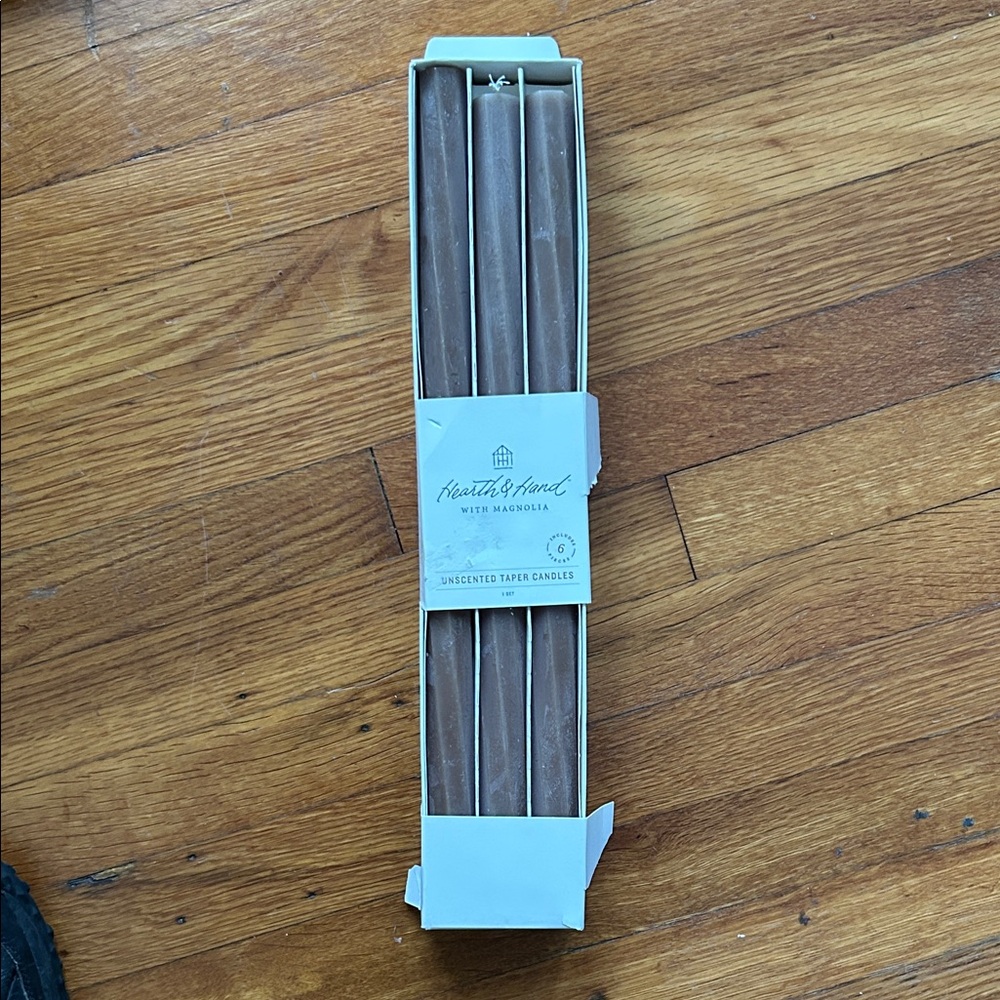 Hearth & Hand Unscented Brown Taper Candles